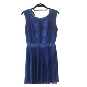 Pretty Lacey And pleated navy dress